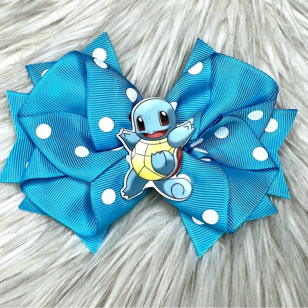 🎀 Pokémon Squirtle Inspired Anime Cartoon Hair Bow Barrette Clip 🎀